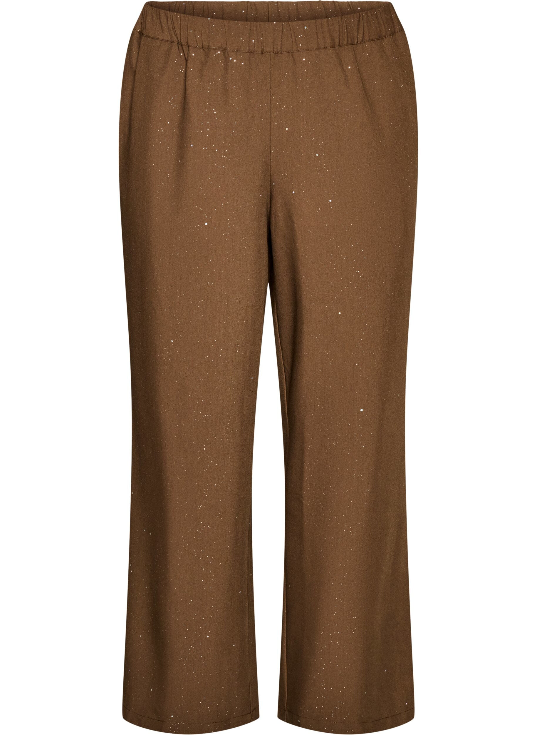 ZizzifashionTrousers with glitter and wide legs, Brown, Packshot image number 0