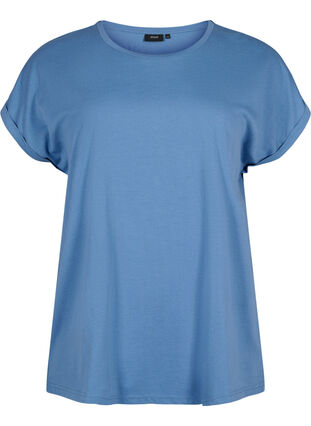 Short sleeve cotton blend T-shirt, Moonlight Blue, Packshot image number 0