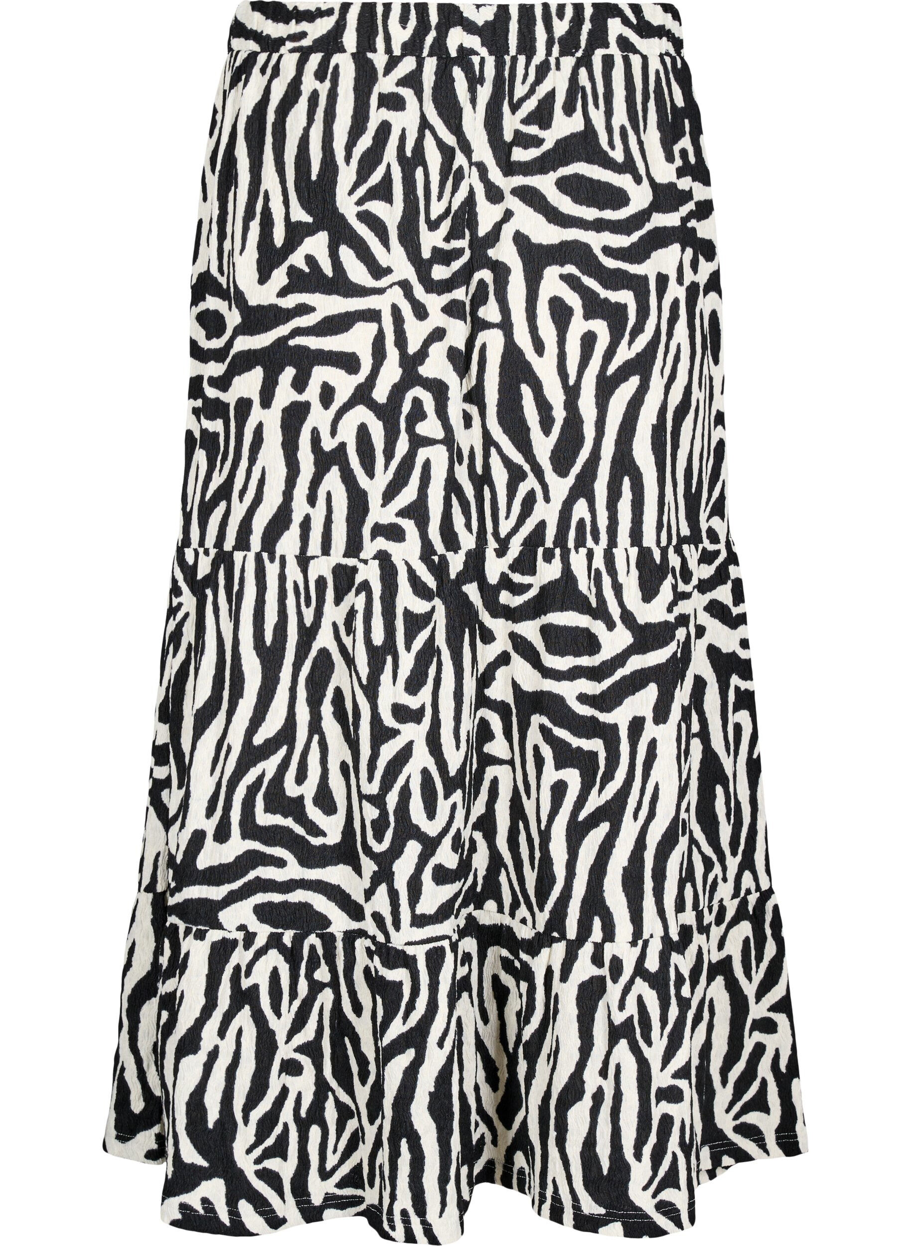 Zizzifashion Long skirt with zebra print, Black w. White Zebra, Packshot image number 1
