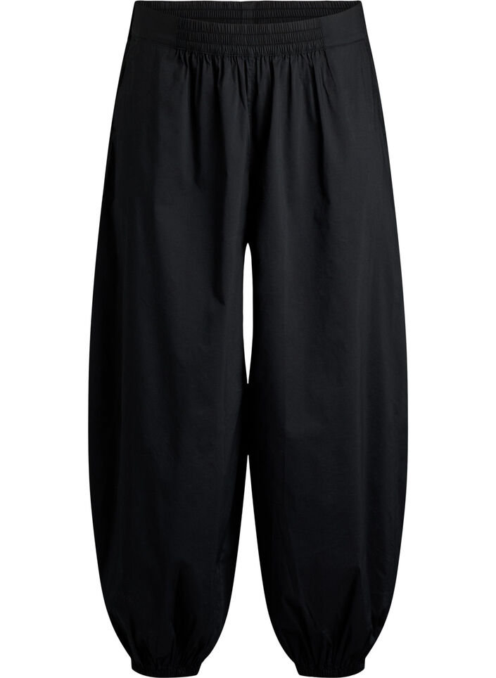 Balloon trousers with pockets and an elasticated waistband, Black, Packshot