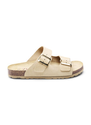 Wide-fit suede sandals, Almond, Packshot image number 0