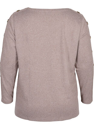 Long-sleeved blouse with button details, Rocky Road Melange, Packshot image number 1