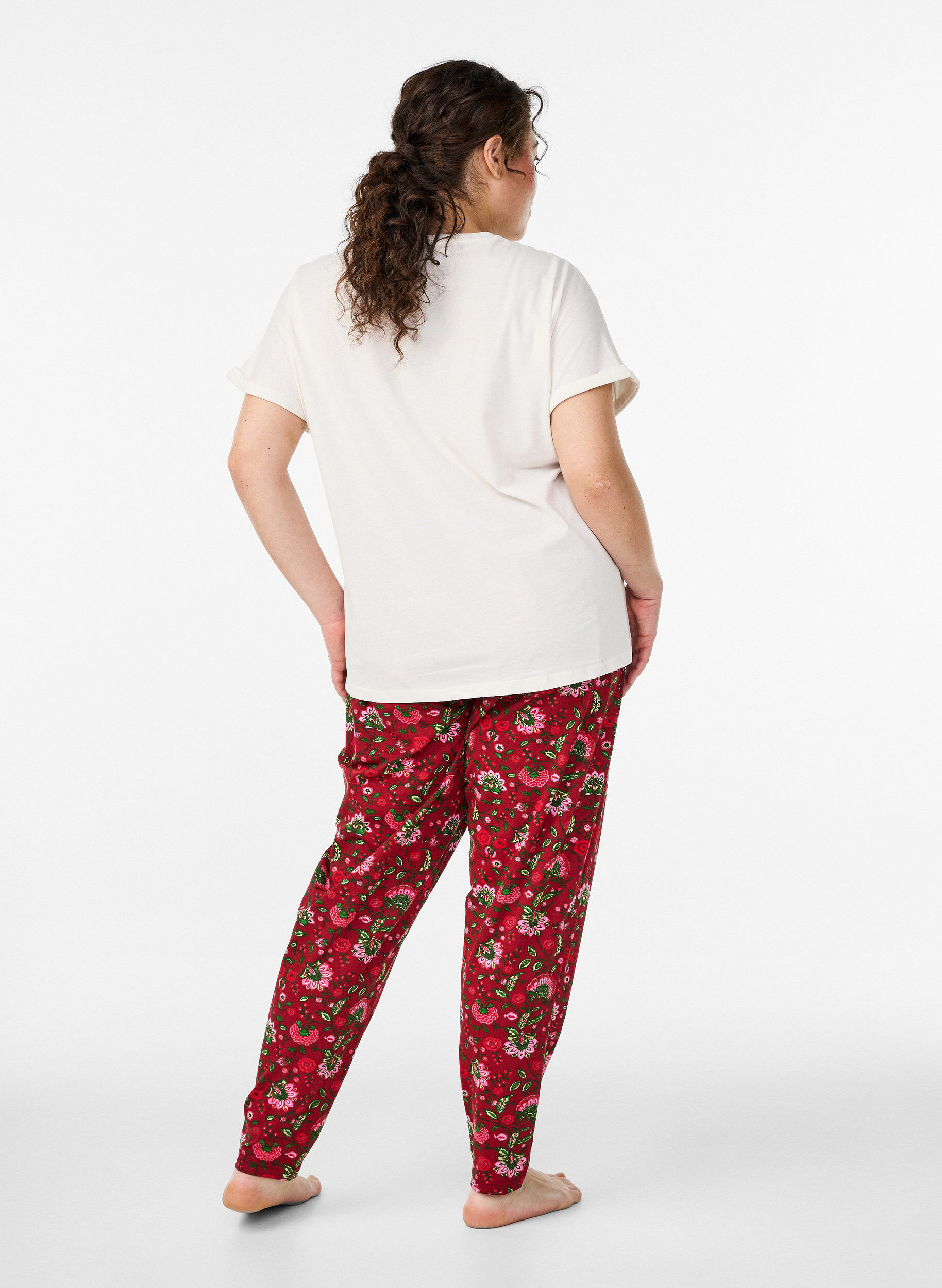ZizzifashionCotton pyjamas pants with print, Red, Model image number 1