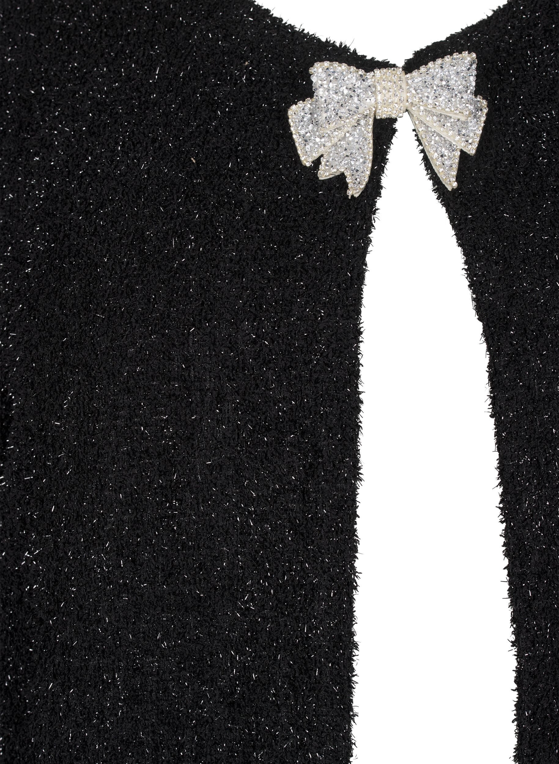 Zizzifashion Jacket with bow and glitter thread, Black, Packshot image number 2