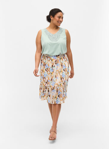 Floral A-line skirt, Humus Flower AOP, Model image number 2
