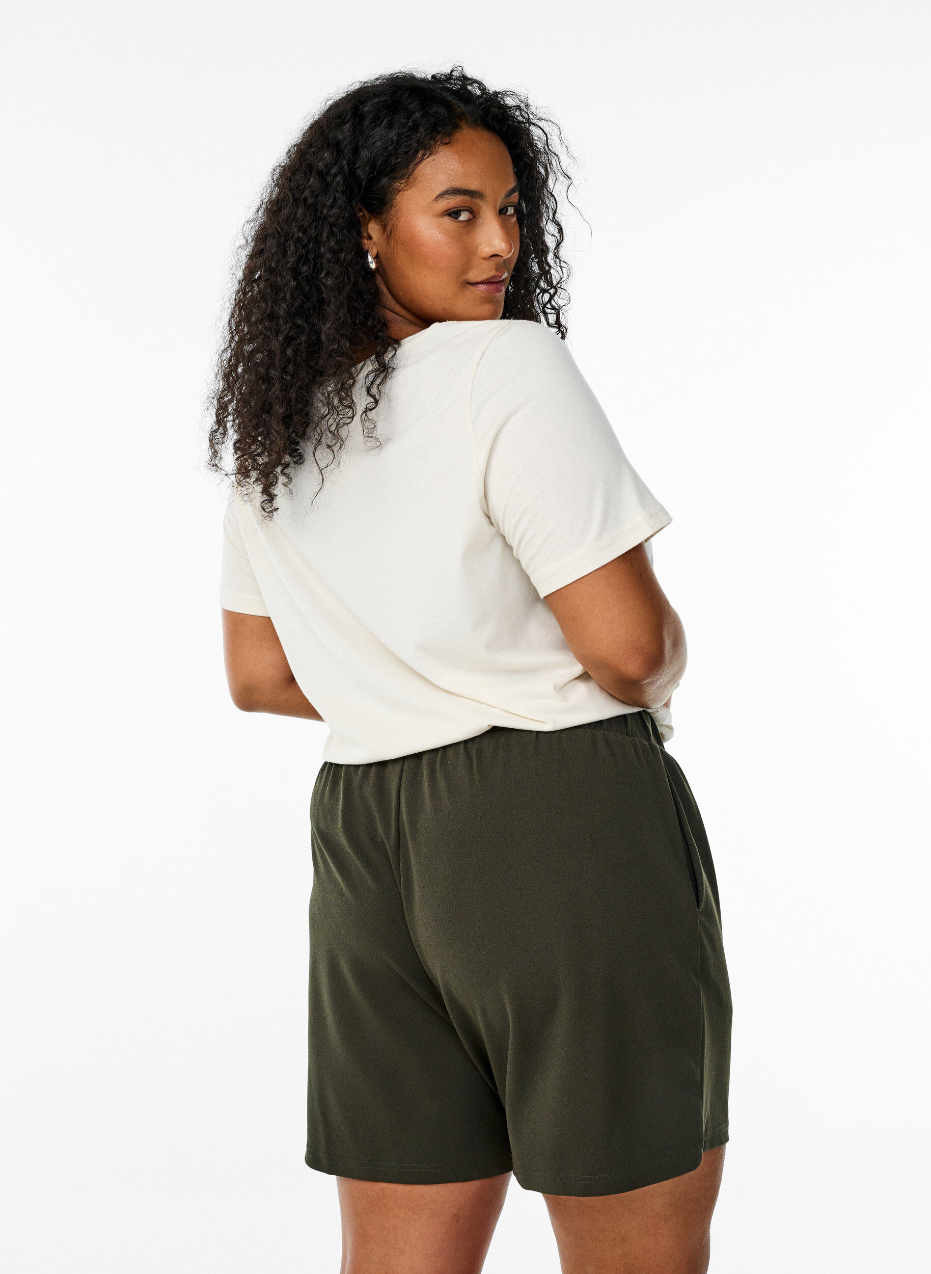 ZizzifashionLoose shorts with pockets, Green, Model image number 1