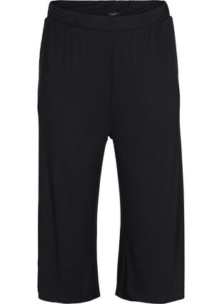 Cropped pyjama bottoms in viscose, Black, Packshot image number 0