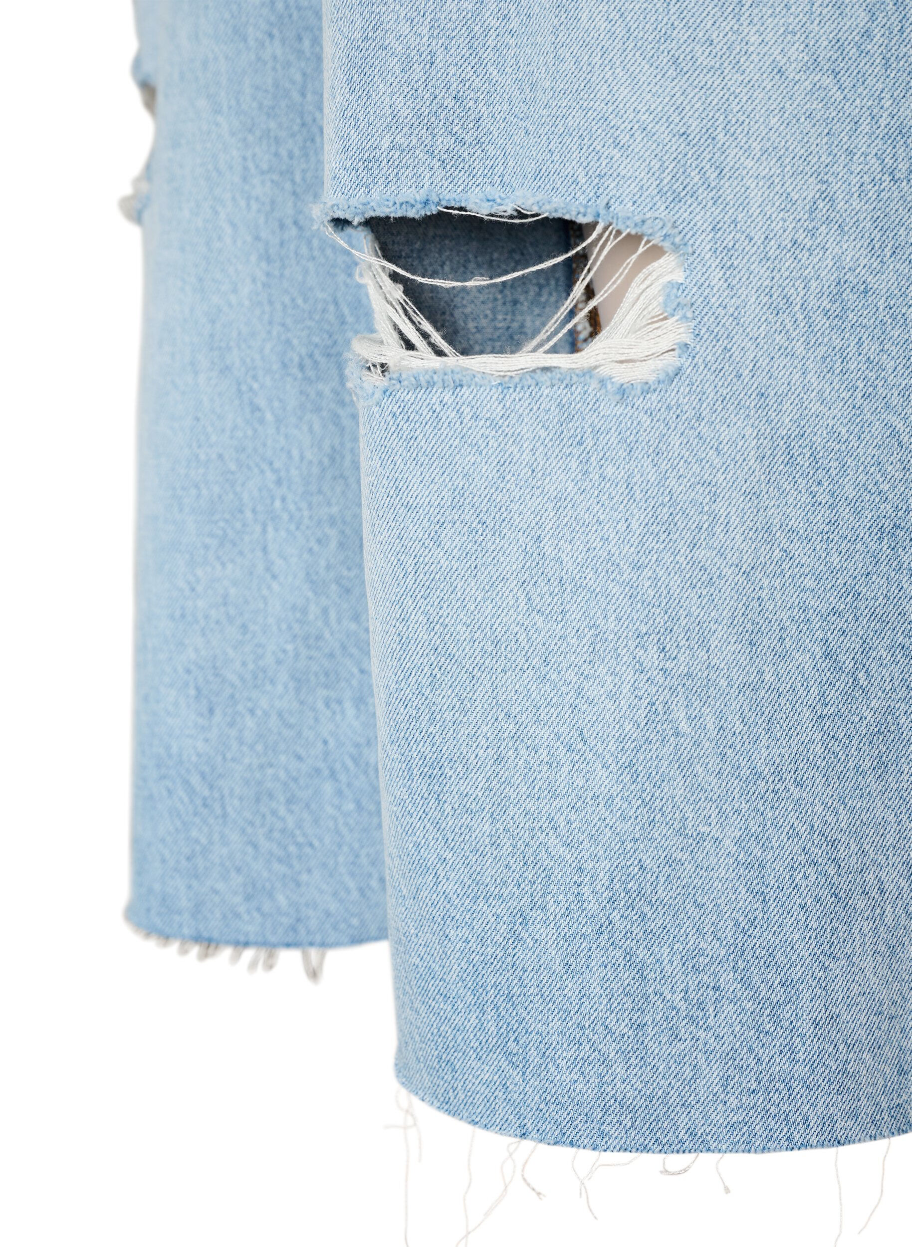 ZizzifashionCropped jeans with a distressed look and raw edges, Light Blue, Packshot image number 3
