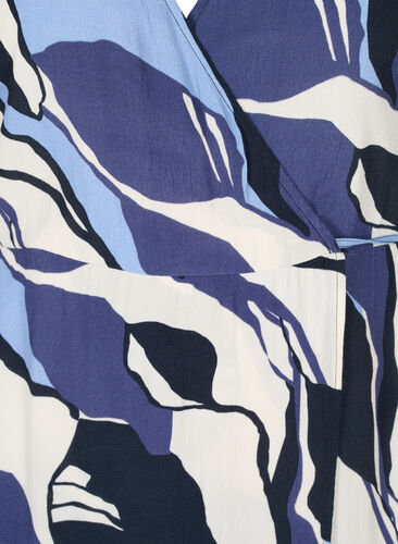 Printed midi dress with wrap, Blue Abstract AOP, Packshot image number 2