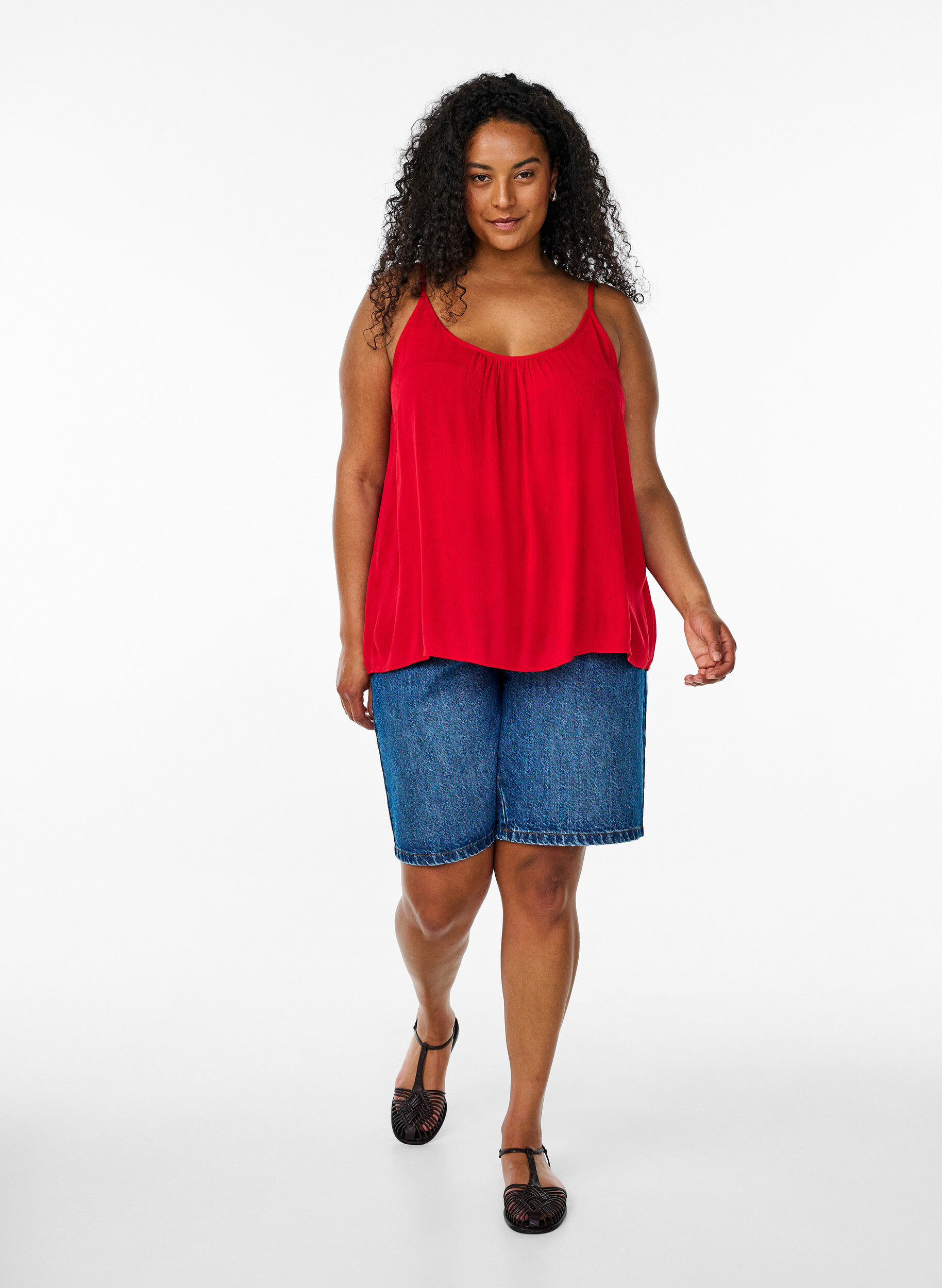 ZizzifashionStrap top in viscose, Red, Model image number 1