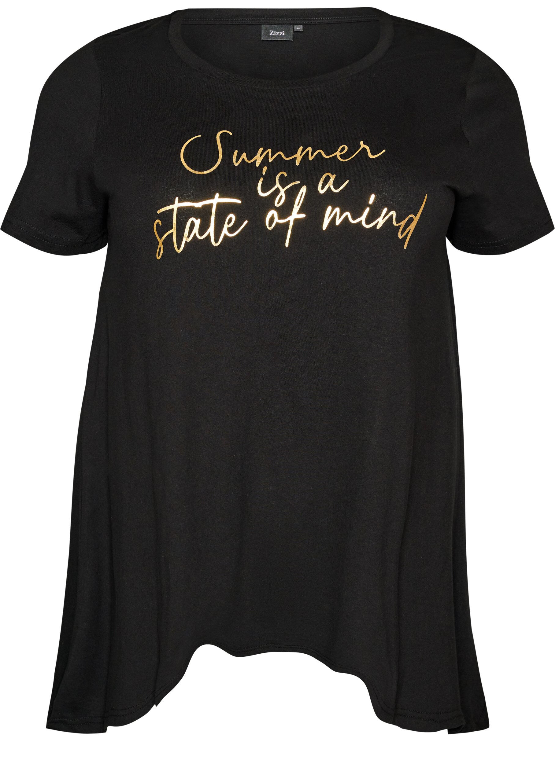 ZizzifashionT-shirt with a round neck and A-line shape, Black, Packshot image number 0