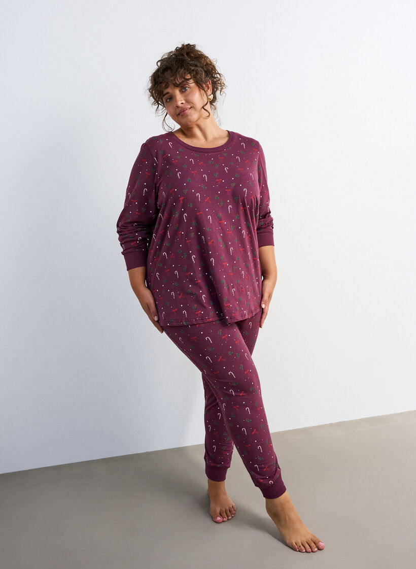 Printed pyjama bottoms, Dark Bordeaux, Model image number 0
