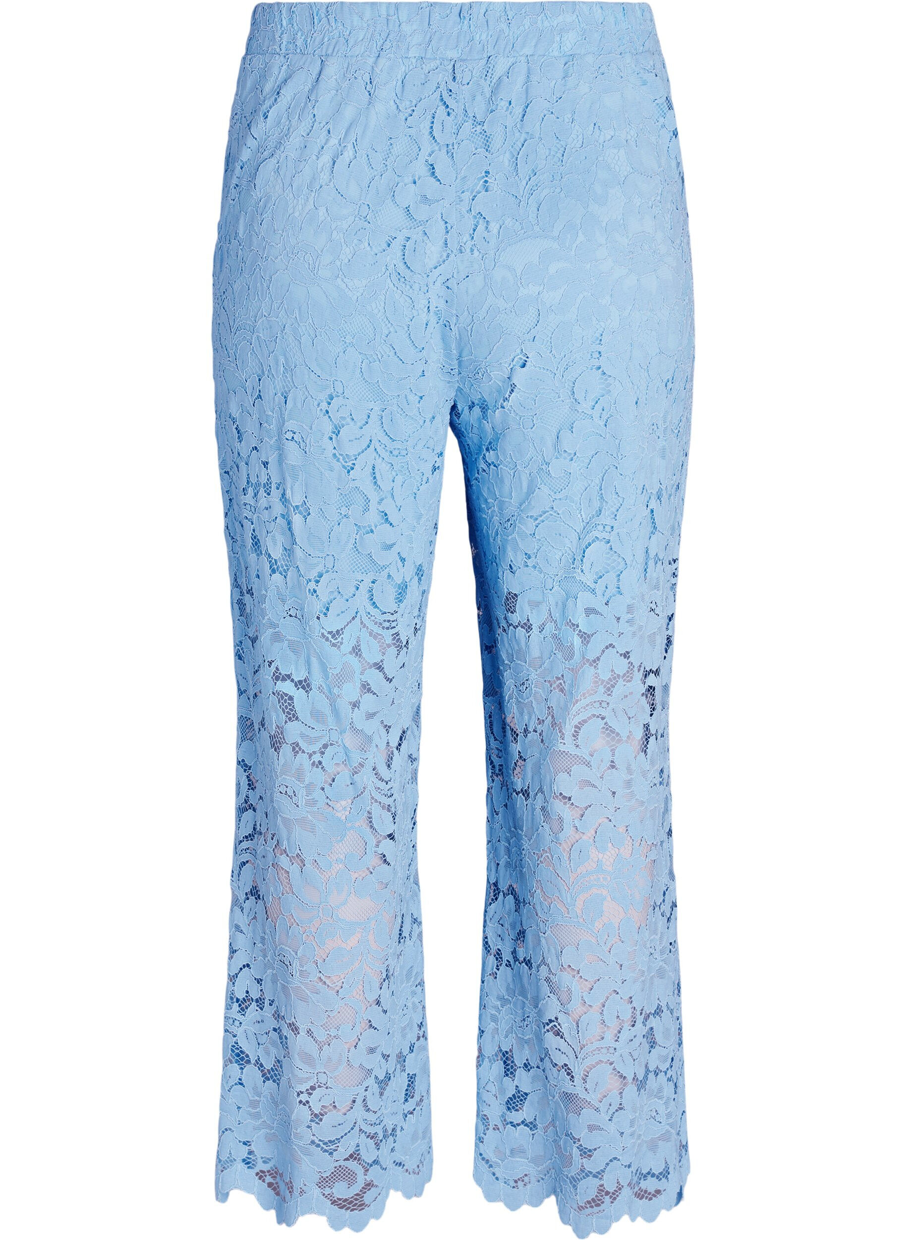 ZizzifashionHigh-waisted lace trousers with straight legs, Blue, Packshot image number 1