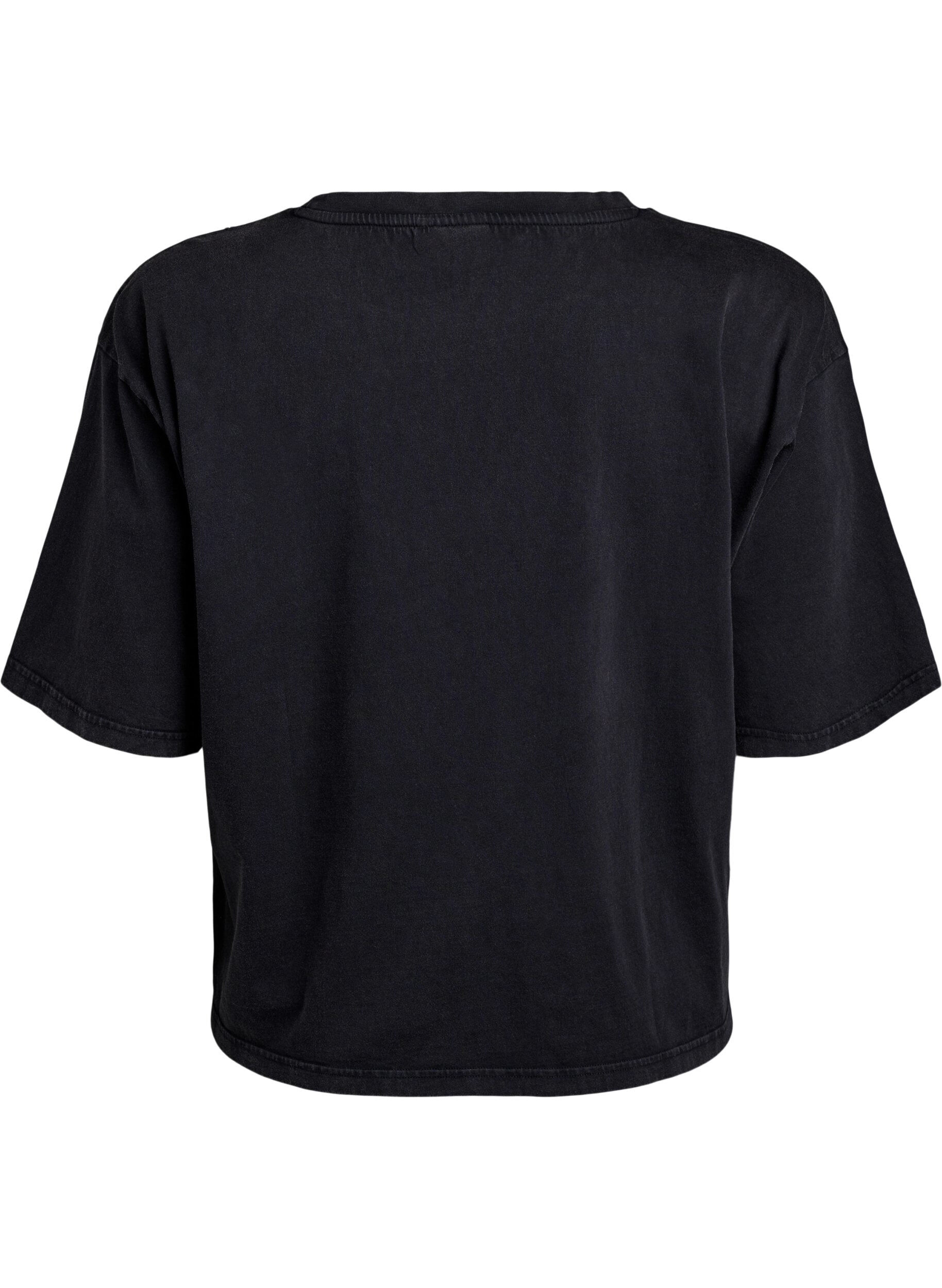 Zizzifashion Boxy T-shirt with pearls and rhinestones, Dark Grey, Packshot image number 1