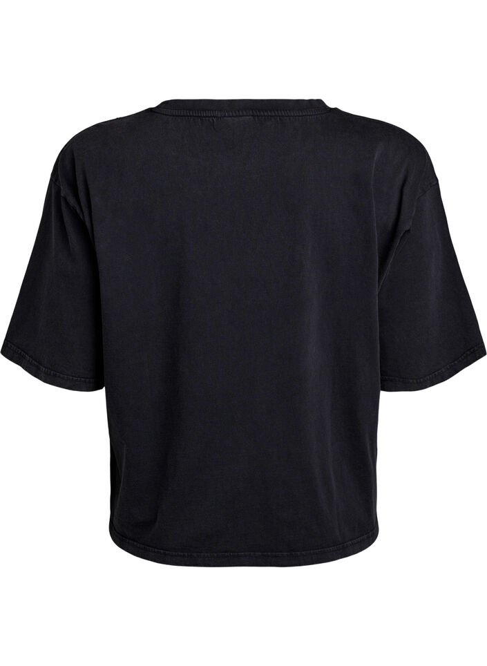 Boxy T-shirt with pearls and rhinestones, Dark Grey, Packshot image number 1