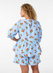 Cotton shorts with a tomato print and high waist, Light Blue, Model image number 2