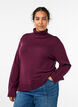 Knitted blouse with turtleneck and side buttons, Dark Bordeaux, Model image number 0