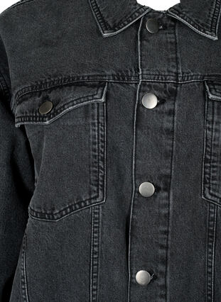Loose fit denim jacket with worn details, Dark Grey Denim, Packshot image number 2