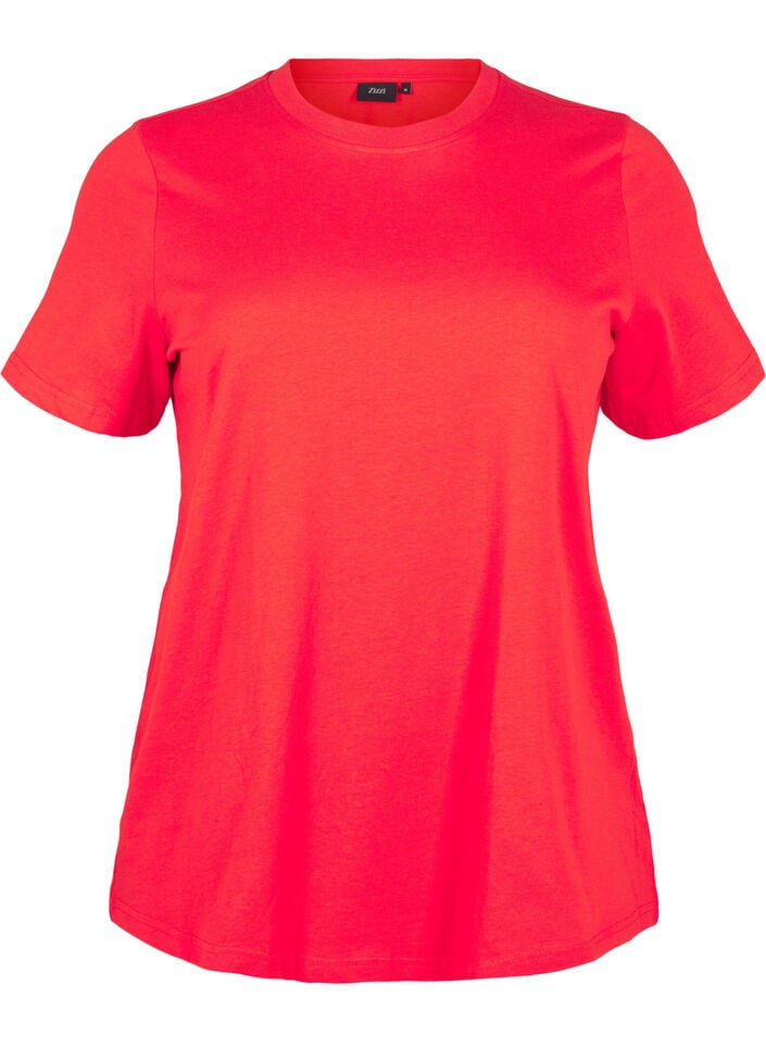 Basic cotton T-shirt with round neck, Red, Packshot image number 0