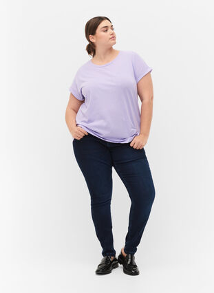 Short sleeve cotton blend T-shirt, Lavender, Model image number 2