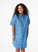 Short-sleeved denim dress with heart print, L. Blue D. w. Heart, Model image number 0