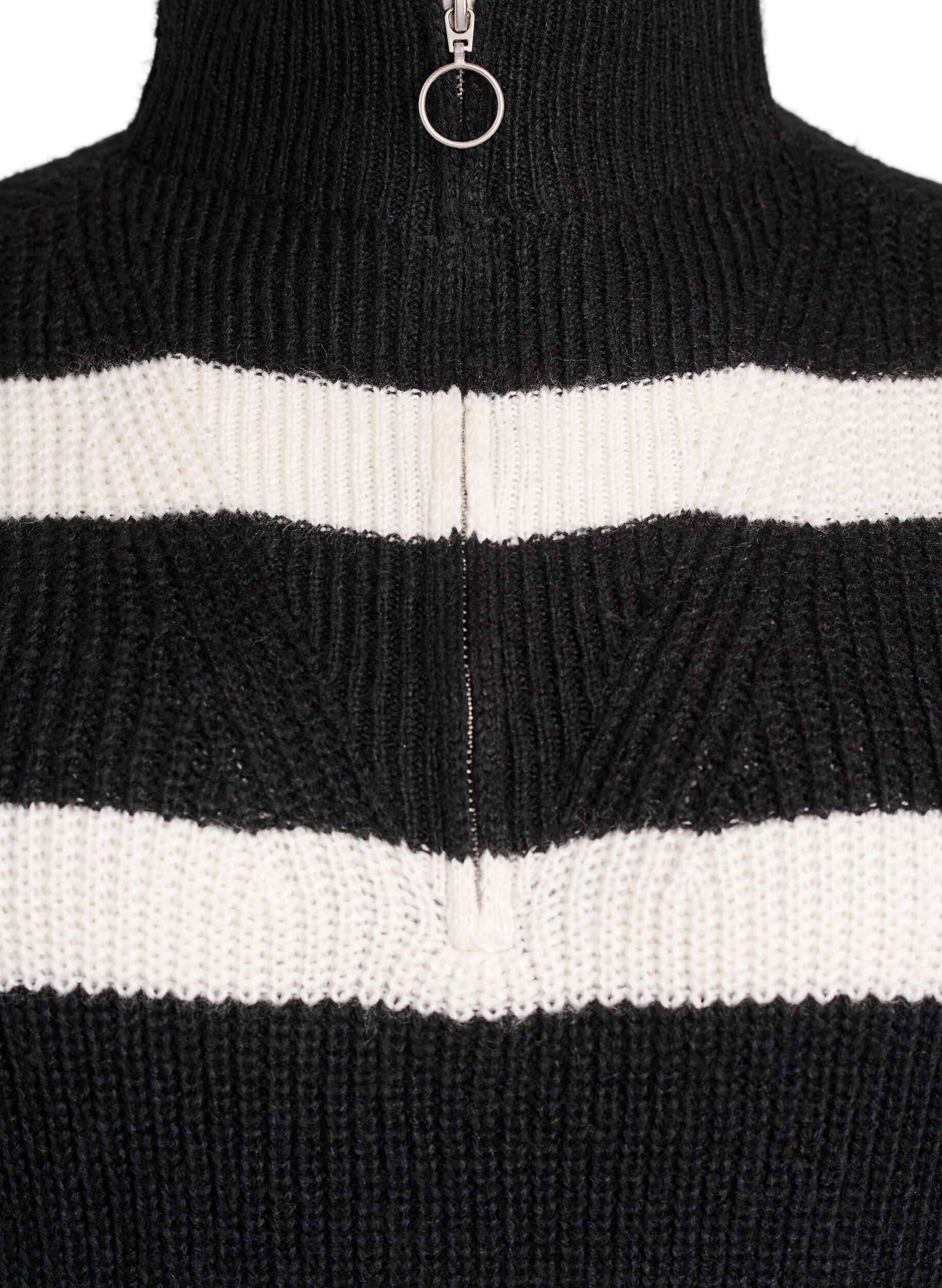 Zizzifashion FLASH - Knitted sweater with high neck and zipper, Black, Packshot image number 2