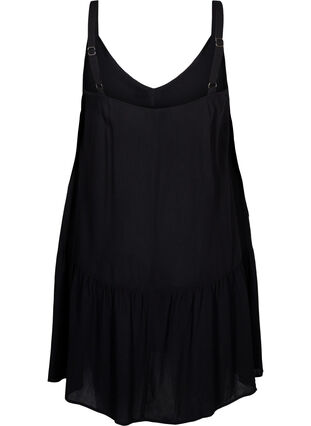 Viscose summer dress with straps, Black, Packshot image number 1