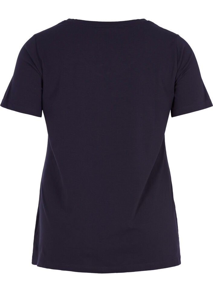 Basic plain cotton t-shirt, Blue, Packshot image number 1