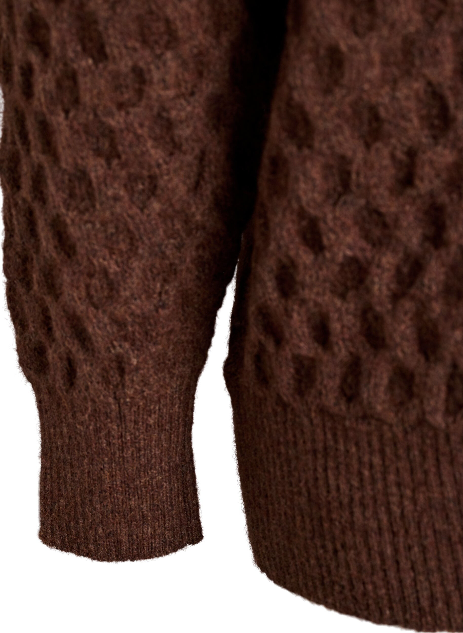 Zizzifashion Jumper with a high neck and texture, Brown, Packshot image number 3