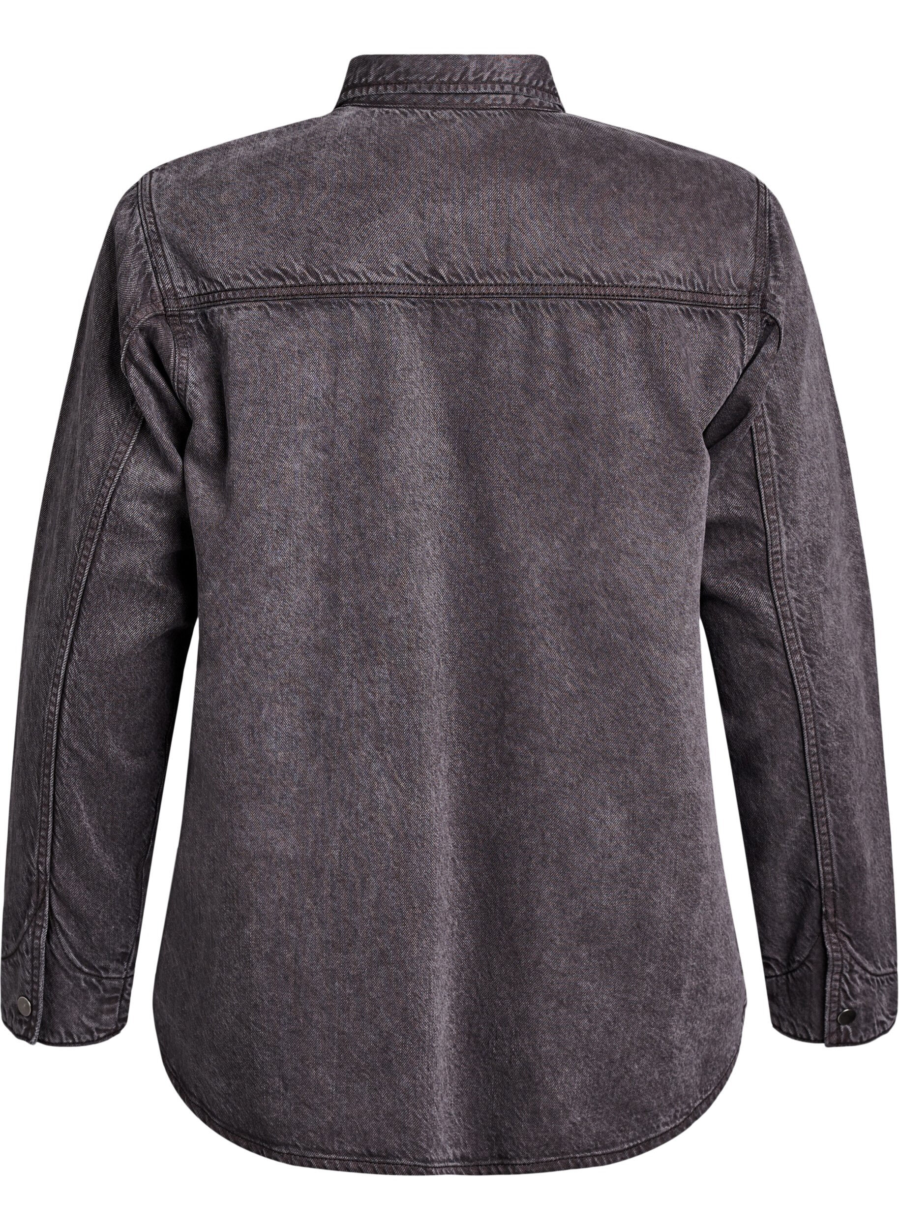 Zizzifashion Denim shirt with chest pockets, Grey, Packshot image number 1