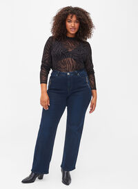 Regular fit Gemma jeans with high waist, Dark blue, Model