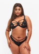 Lace thong with string and mesh, Black, Model image number 0