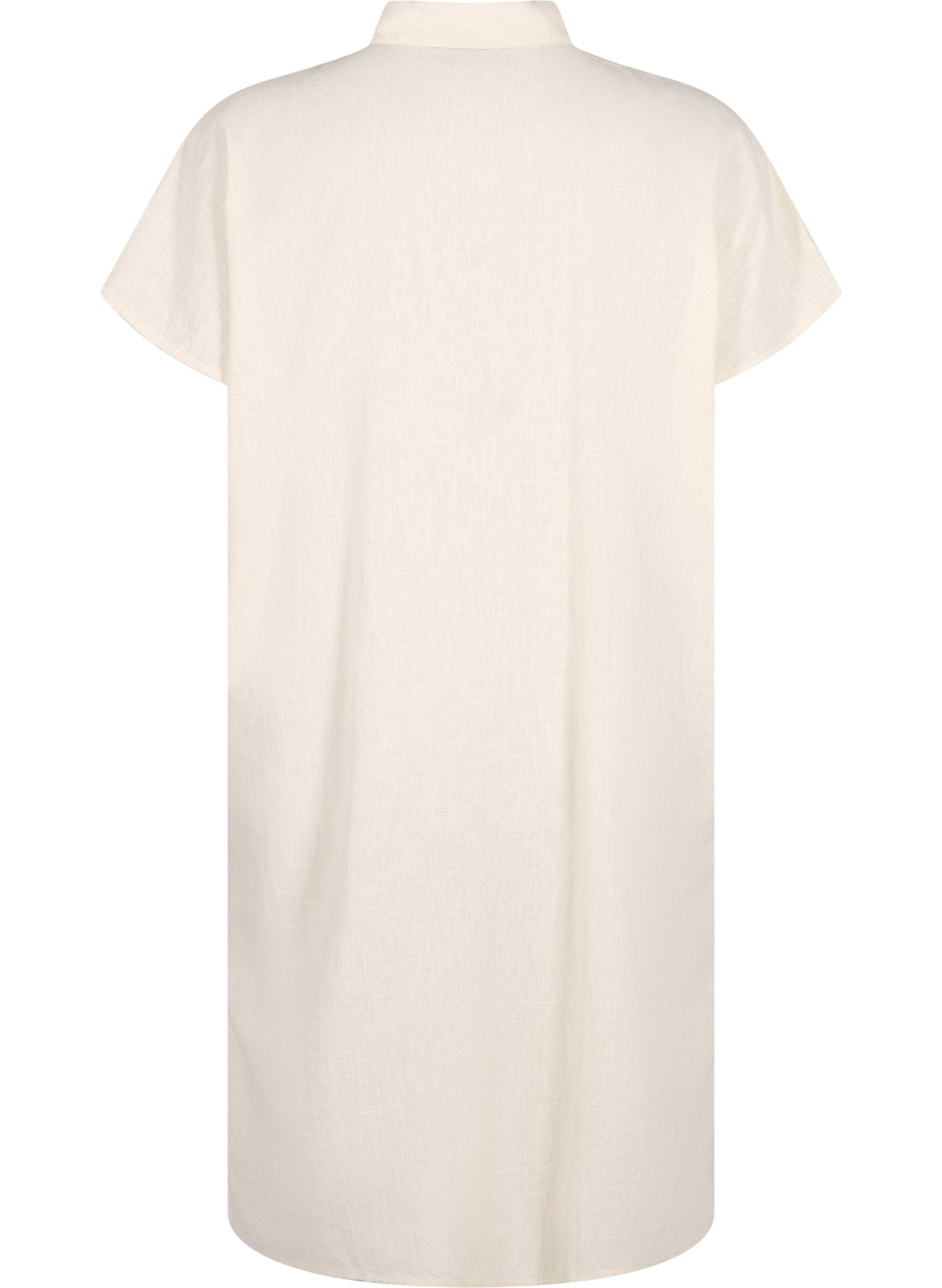 Zizzifashion Long shirt in cotton blend with linen, Beige, Packshot image number 1