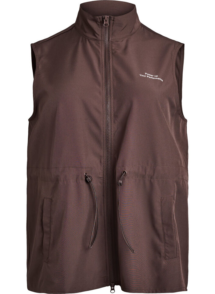 Sleeveless vest with an elasticated waist, Brown, Packshot