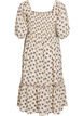 Midi dress with print and smock detailing, Vanilla, Packshot image number 1