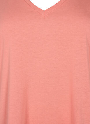 Short sleeve t-shirt with v-neckline, Bright Coral, Packshot image number 2