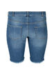 High-waisted denim shorts with raw hems, Dark blue denim, Packshot image number 1