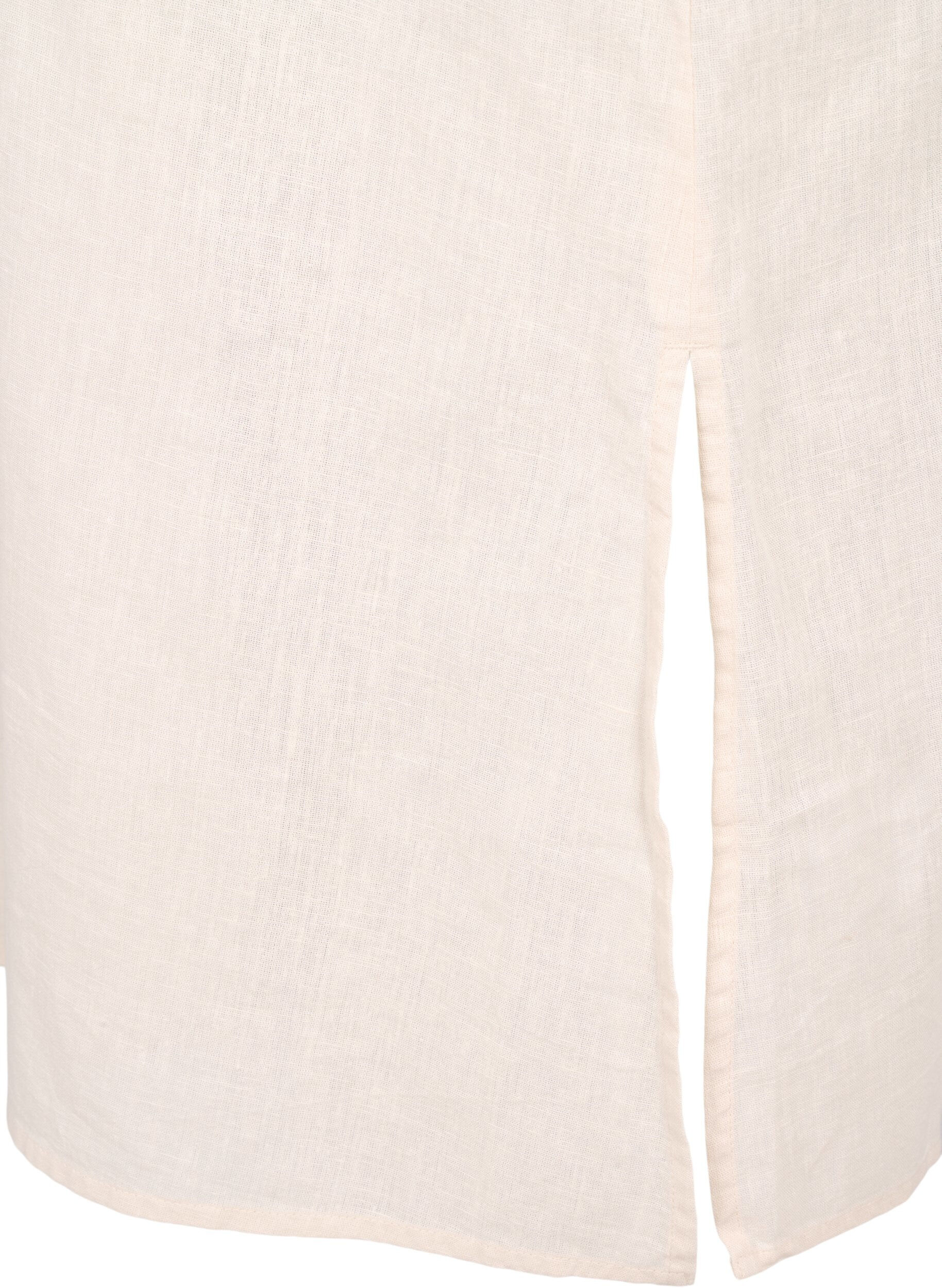 Zizzifashion Cotton blend kaftan dress with linen, Beige, Packshot image number 3