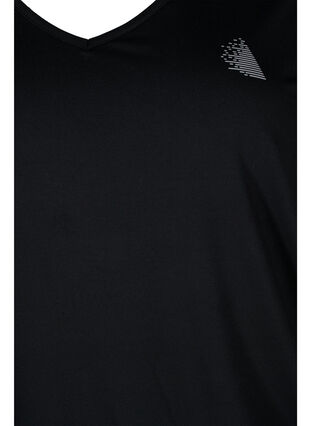 Plain workout t-shirt with v-neck, Black, Packshot image number 2