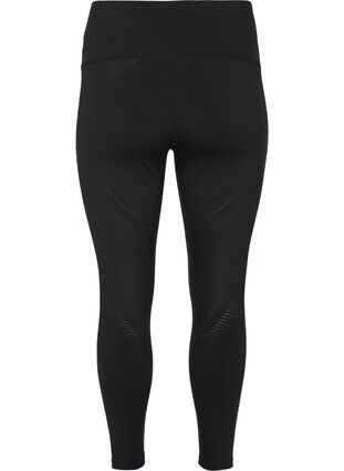 Cropped gym leggings with textured pattern, Black, Packshot image number 1