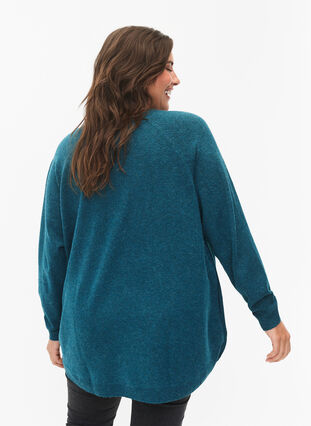 Marled knitted sweater with button details, Deep Lake Mel., Model image number 1