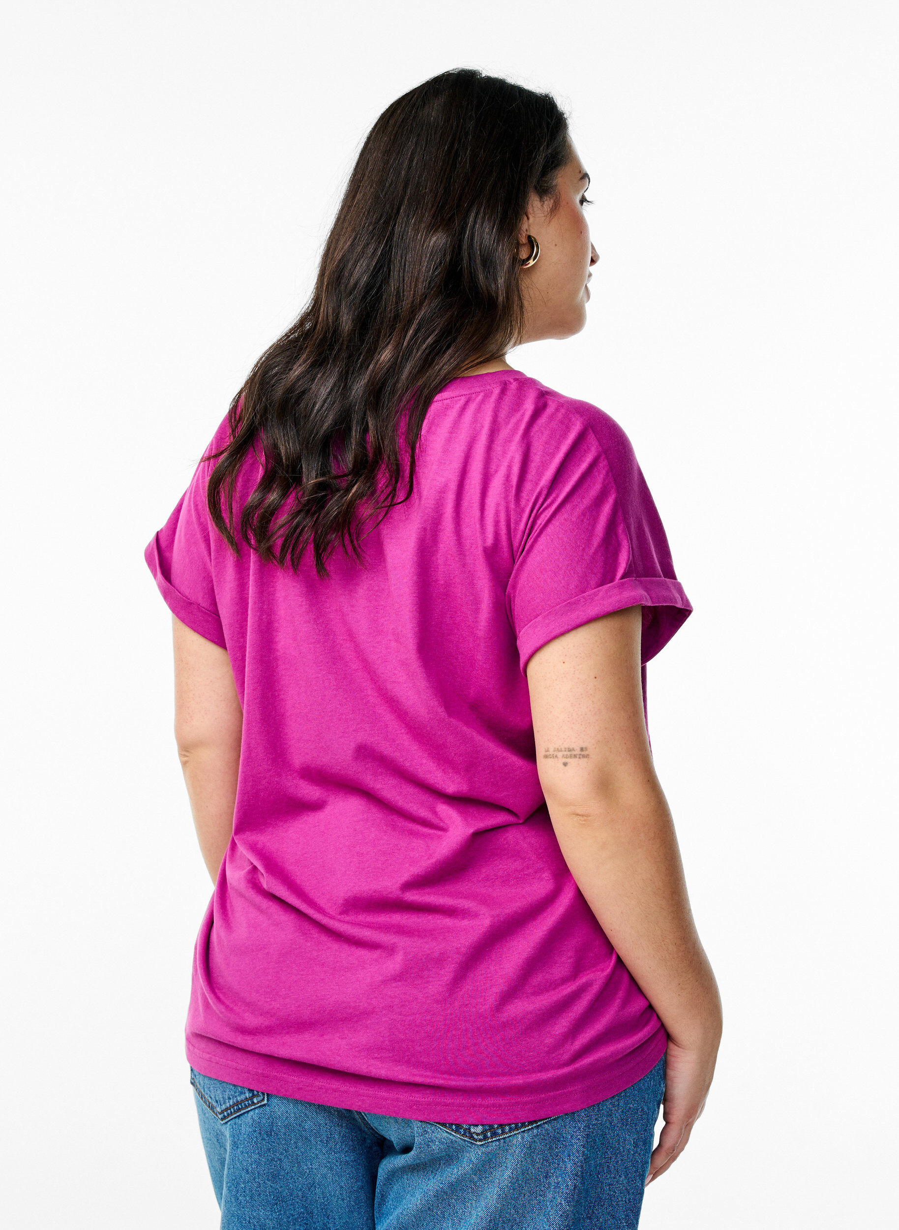 ZizzifashionShort sleeve cotton blend T-shirt, Purple, Model image number 2