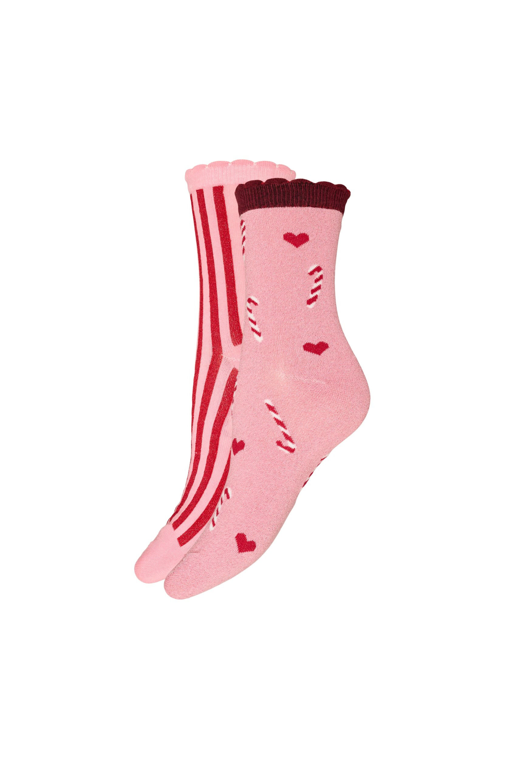 Zizzifashion2-pack Christmas socks, Pink, Packshot image number 0