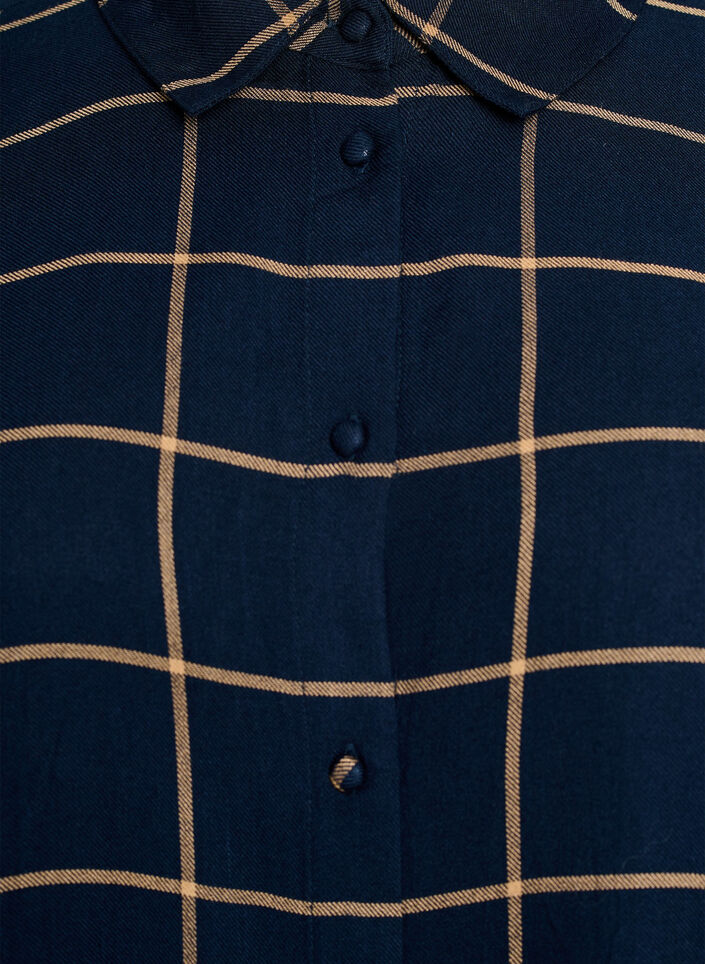 Checked oversized cotton shirt, Blue, Packshot image number 2