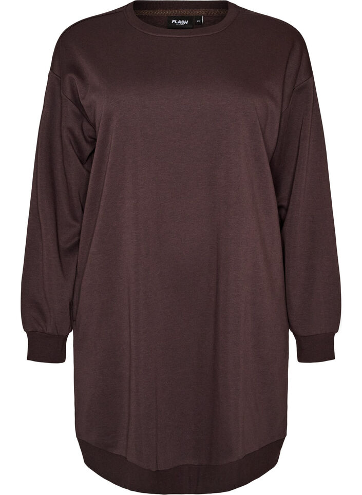 Loose sweatshirt dress with pockets, Brown, Packshot image number 0