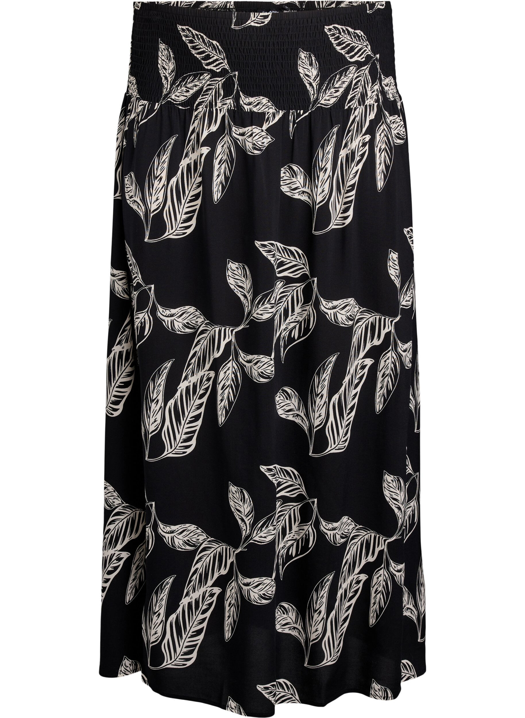 ZizzifashionViscose maxi skirt with smocking, Black, Packshot image number 0
