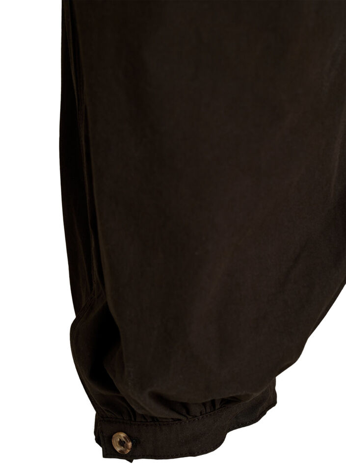 High-waisted cotton balloon trousers, Brown, Packshot image number 3