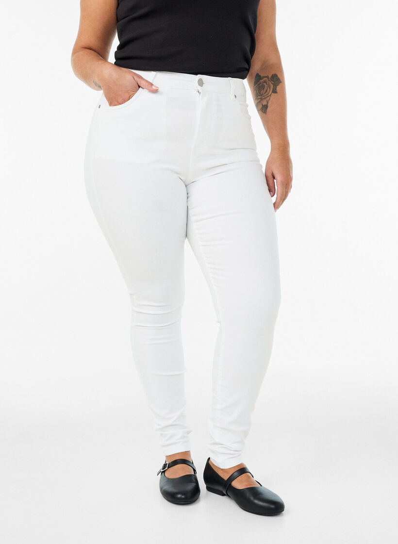 Amy high-waisted super slim fit jeans, White, Model image number 2