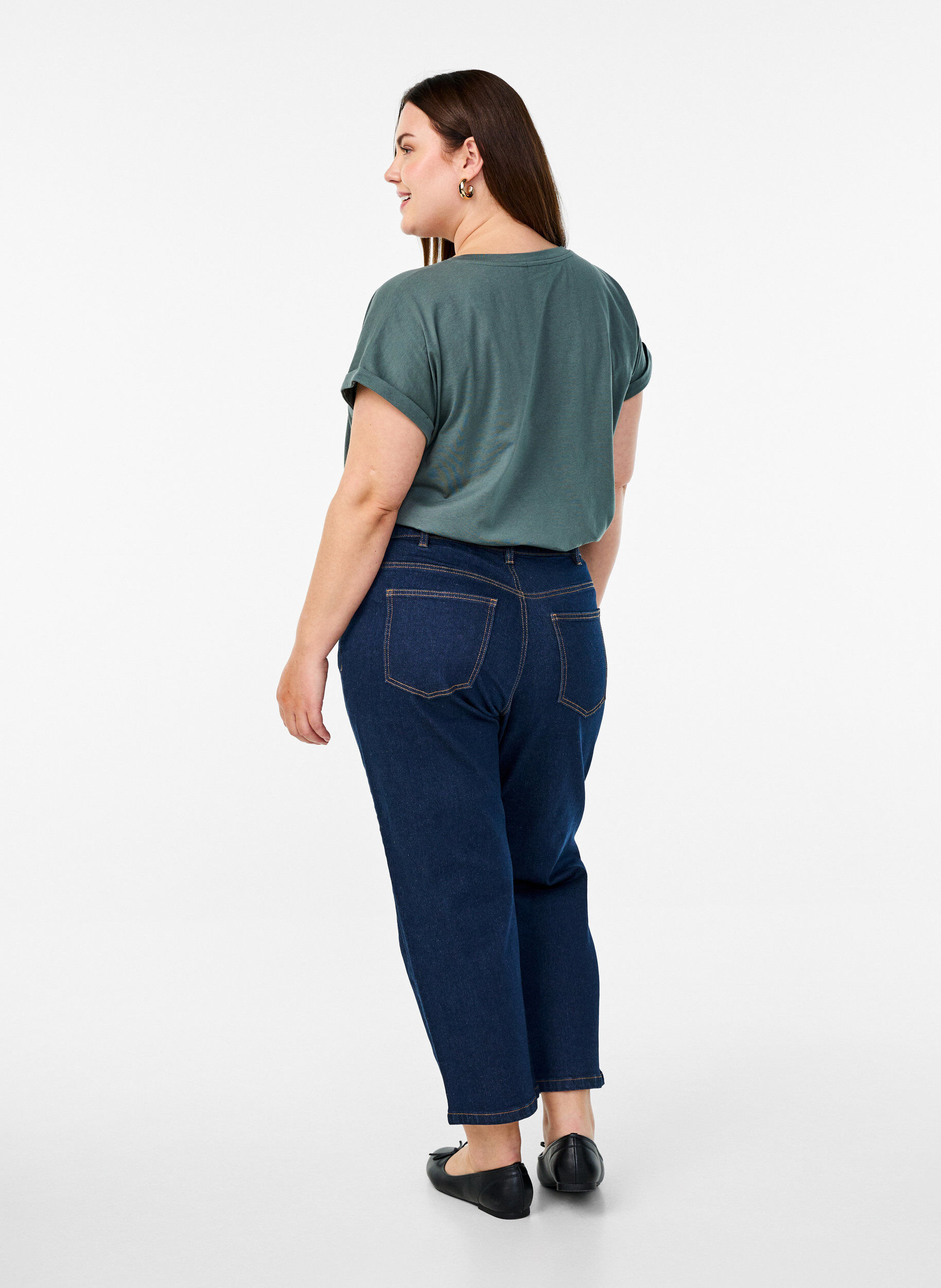 Zizzifashion Cropped Vera jeans with a straight fit, Blue, Model image number 1