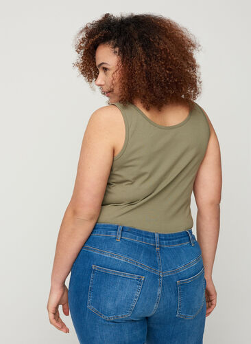 Solid colour basic top, Deep Lichen Green, Model image number 1